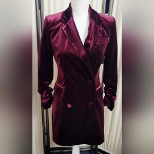 1. State Deep Burgundy Red Double-Breasted Velvet Blazer/Dress | Size 2